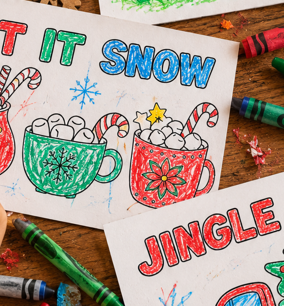 Free Printable Christmas Cards to Color for Kids!