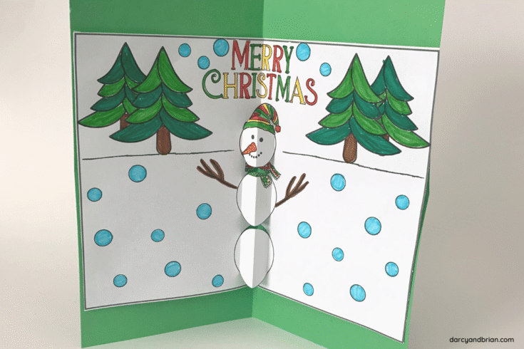 Image for Printable Pop Up Snowman Christmas Card for Kids
