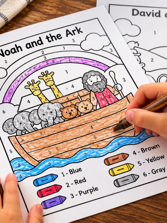 6 Free Bible Story Color by Number Printables for Kids