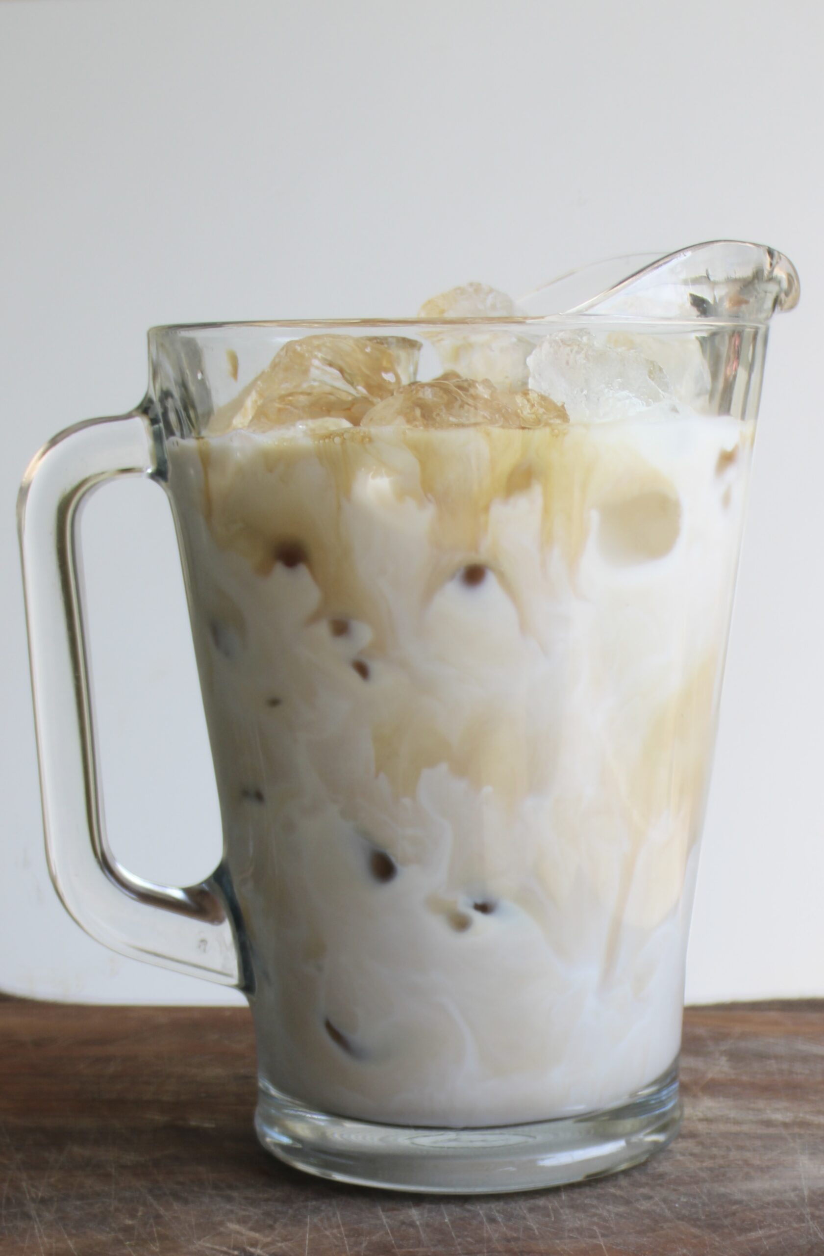 Homemade Nescafé iced coffee with milk and ice