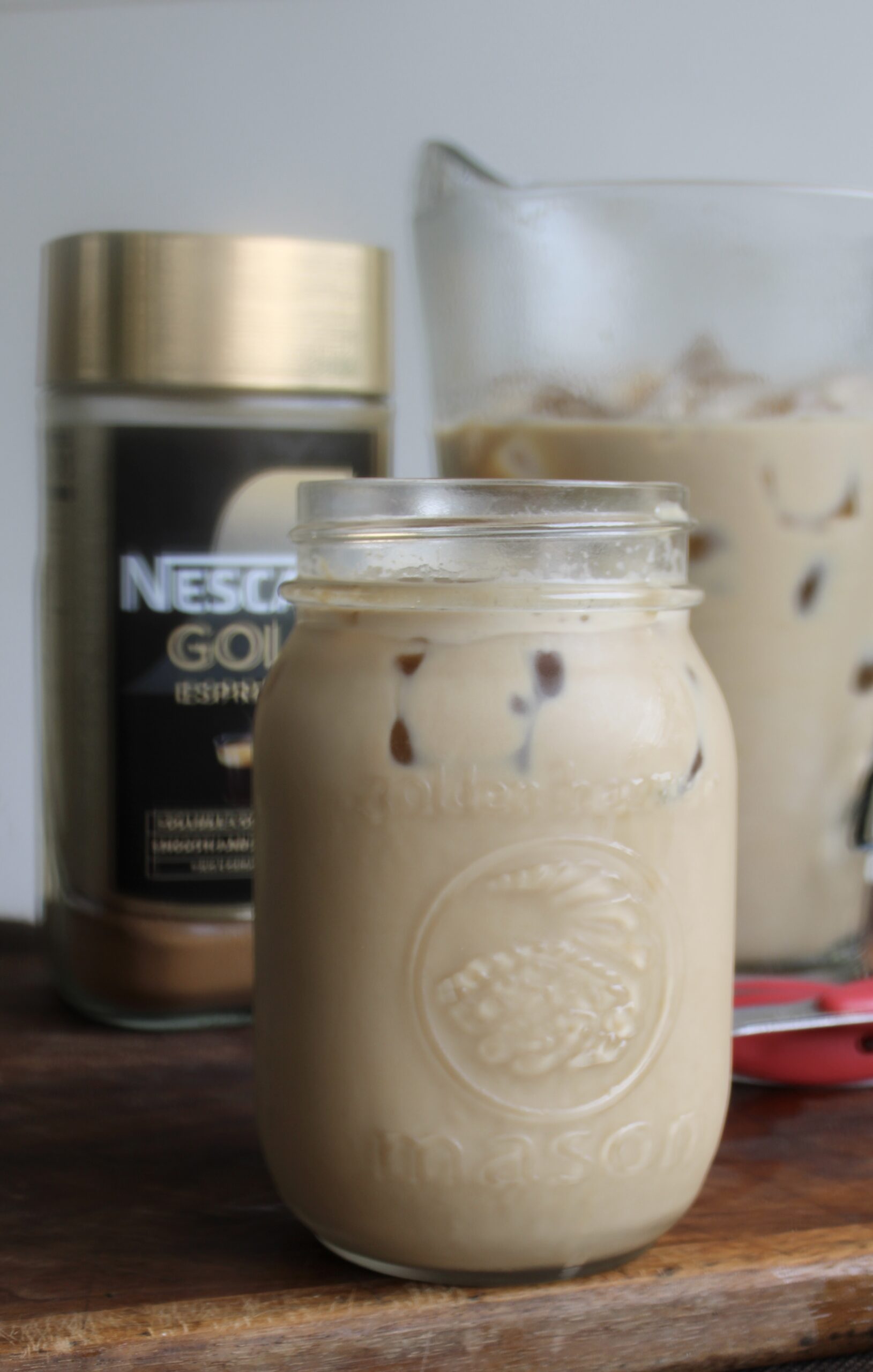 Quick homemade iced coffee with instant coffee and cold milk